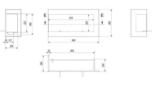 Биокамин Kratki DELTA/L/900 угловая, TUV Kratki